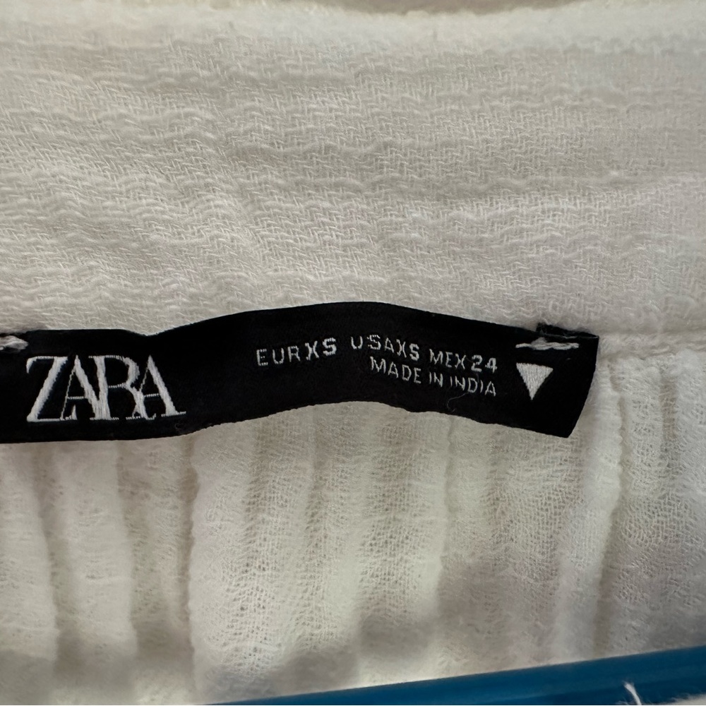 Zara XS floral embroidery gauzy tunic top - Picture 6 of 11